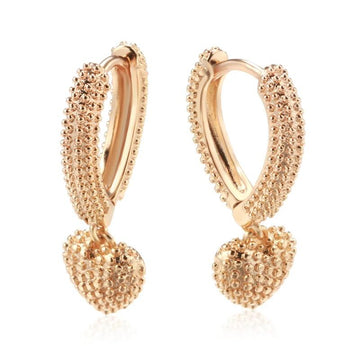 Luxury Vintage 14K Rolled Rose Gold Color AAA Zircon Diamonds Heart Drop Earrings - Fine Jewellery For Bride